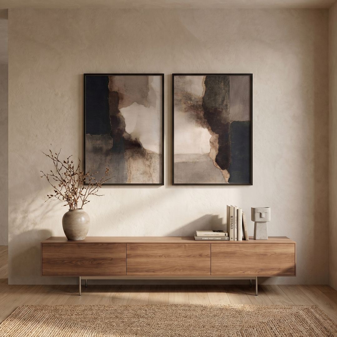 Wabi Sabi Abstract Wall Art Frame Painting Set of 2