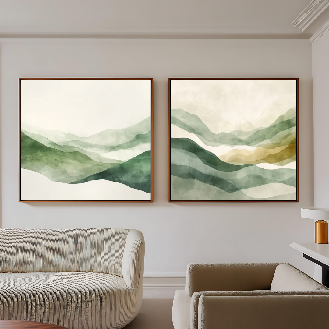 Set Sage Green Modern Abstract Wall Frame