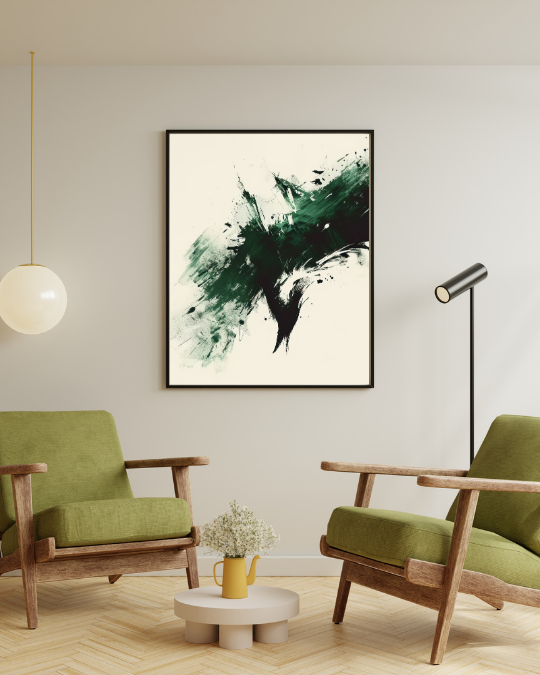 Sage Green Mid Century Modern Wall Frame Painting