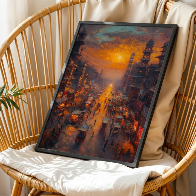 Old Karachi Oil City Wall Frame Painting