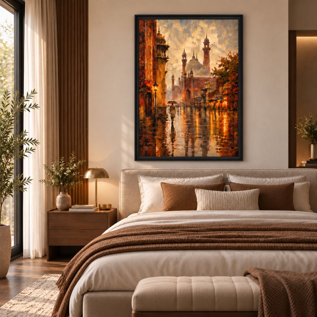 Heritage City Rainy Evening – Premium Canvas Wall Art Frame