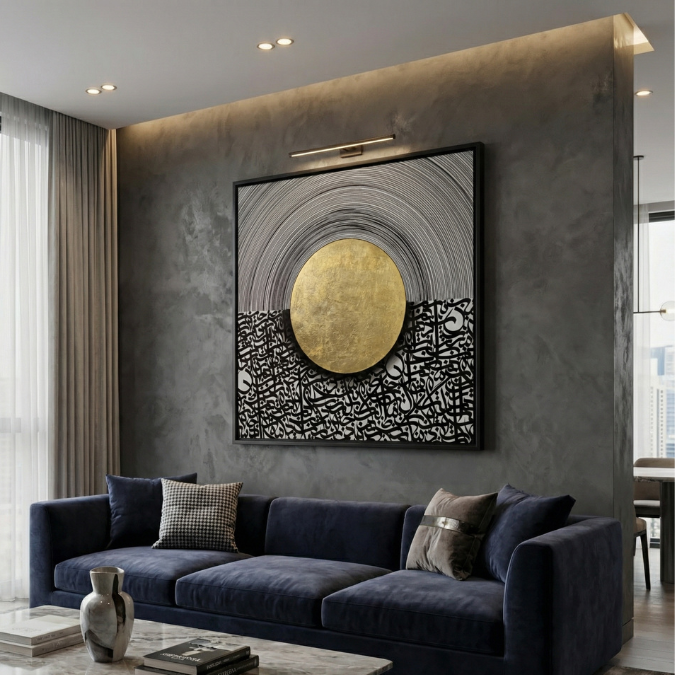 Black & Golden Islamic Calligraphy Modern Wall Frame Scenery