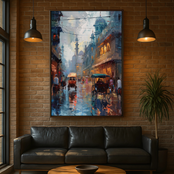 Old Lahore City Wall Art Frame Painting | Oil Painting