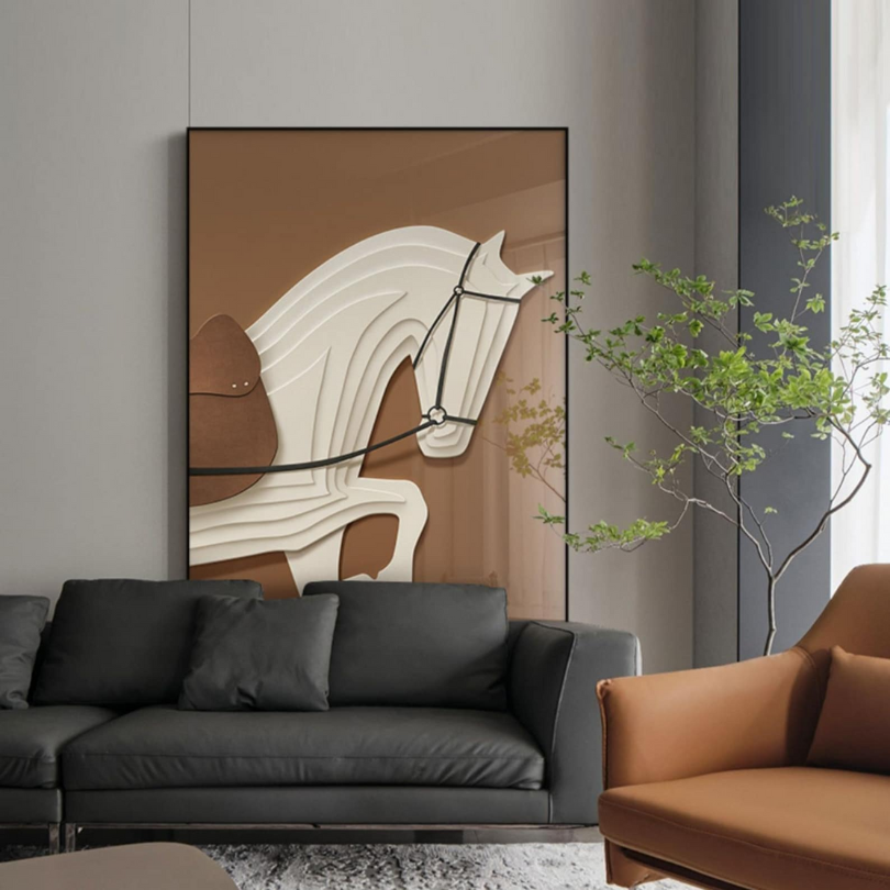 modern horse painting with frame