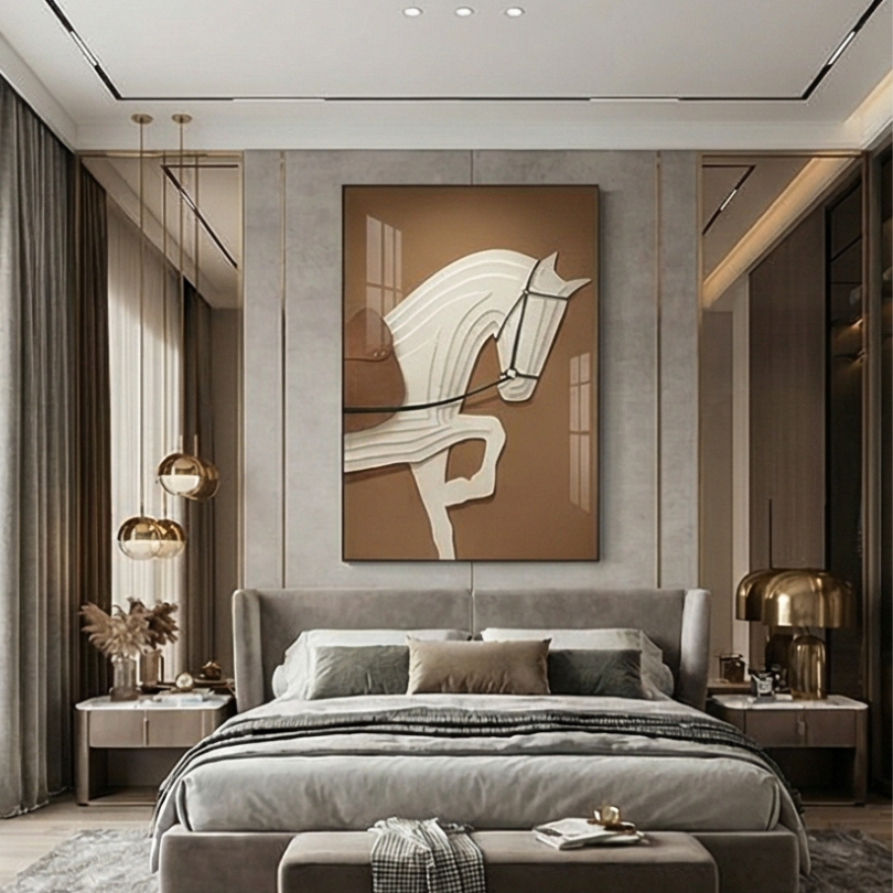 modern horse wall art frame painting for bedroom