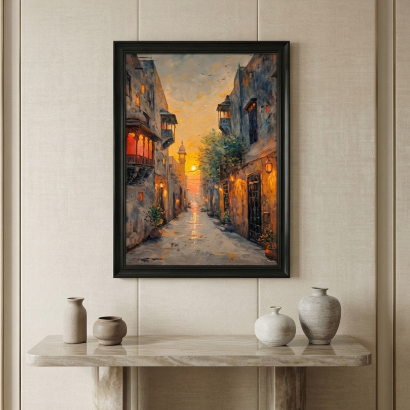 Old Androon Lahore Canvas Framed Painting