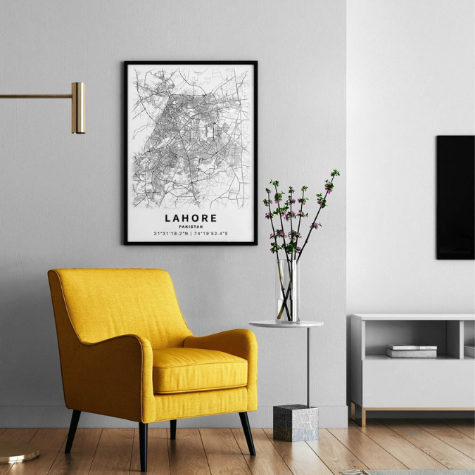 Lahore City Map Wall Frame Painting