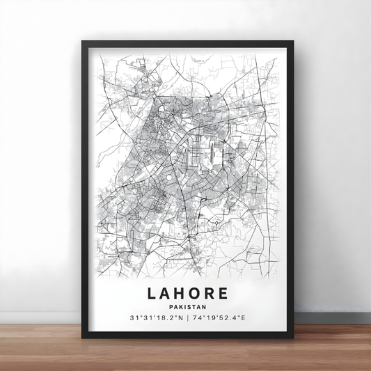 Lahore City Map Wall Frame Painting