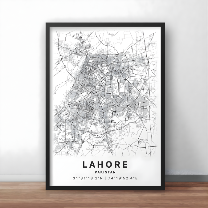 Pack 2 Lahore City Map + Old Lahore Oil Frame Painting