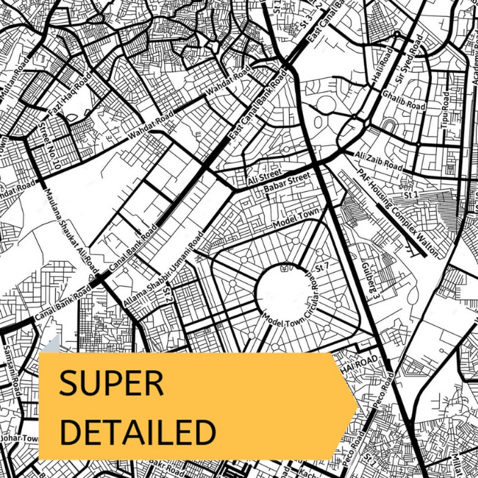 Lahore City Map Wall Frame Painting