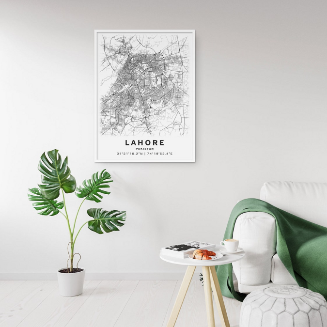 Lahore City Map Wall Frame Painting
