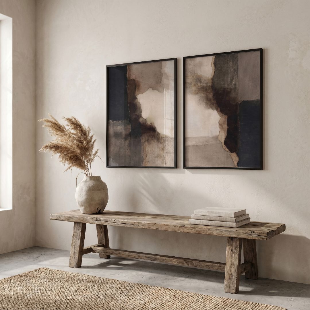 Wabi Sabi Abstract Wall Art Frame Painting Set of 2