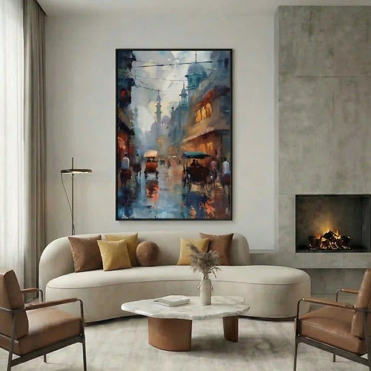 Old Lahore City Canvas Wall Framed Painting