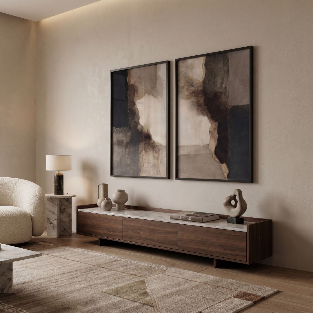 Wabi Sabi Abstract Wall Art Frame Painting Set of 2