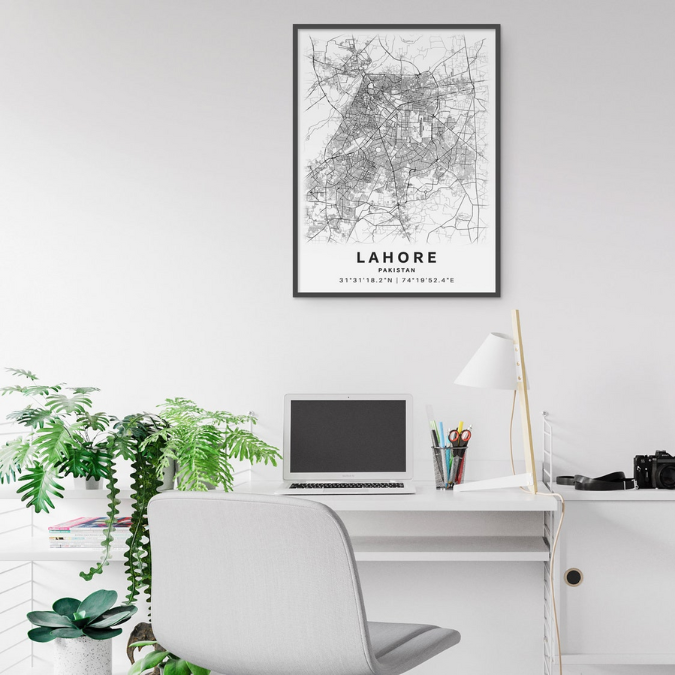 Lahore City Map Wall Frame Painting
