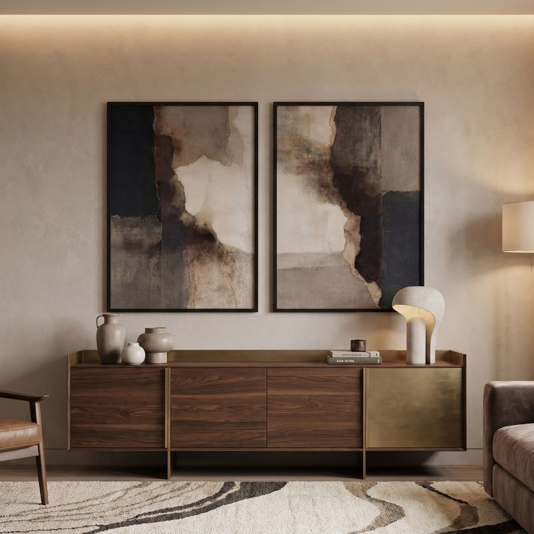 Wabi Sabi Abstract Wall Art Frame Painting Set of 2