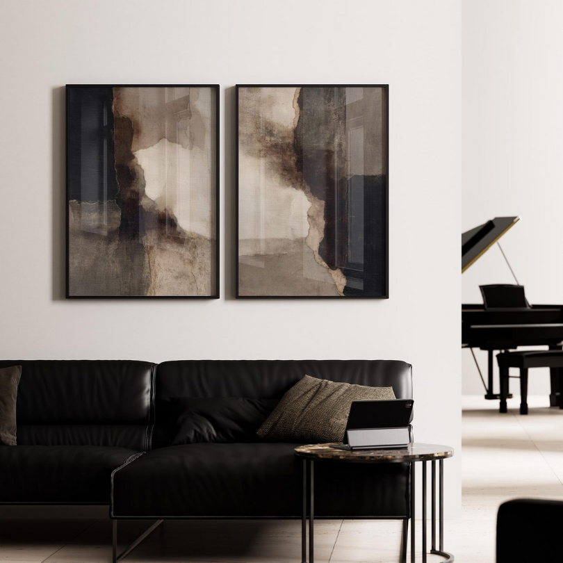 Wabi Sabi Abstract Wall Art Frame Painting Set of 2