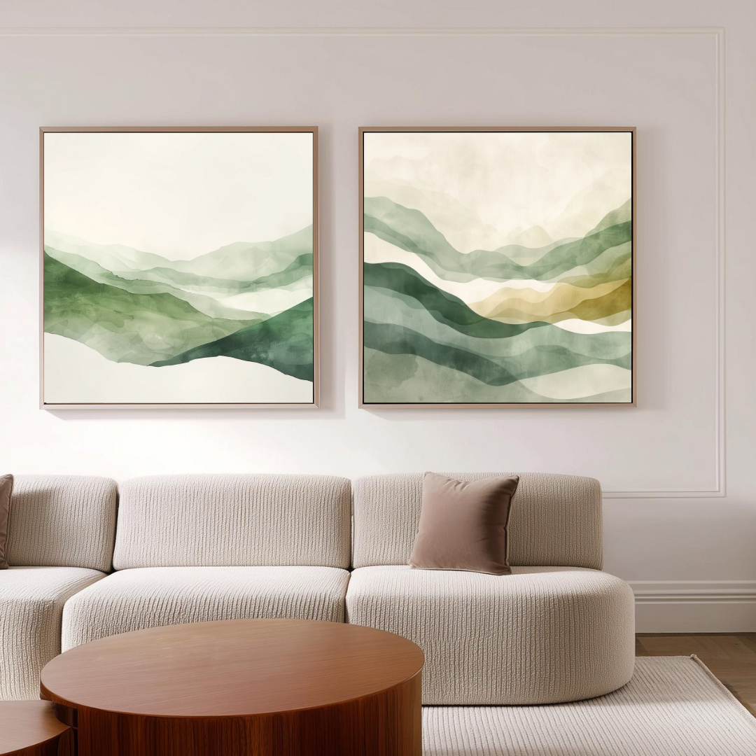 Set Sage Green Modern Abstract Wall Frame