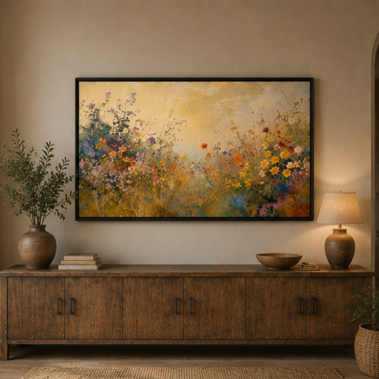 3D textured wildflower canvas wall art pastel floral painting Pakistan